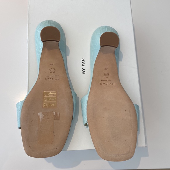 By Far Freddy Sandals Crocodile Embossed Blue Mules - Picture 3 of 3